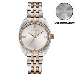 CARAVELLE  WOMEN'S BRACELET WATCH W/ CRYSTAL BEZEL